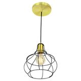 Lustre Pendente Luminária Aladim Aramado Preto Com Dourado