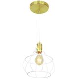 Lustre Pendente Luminária Aladim Aramado Branco Com Dourado