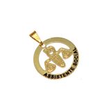 Pingente Minha Profissão Serviço Social Folheado Ouro 18k