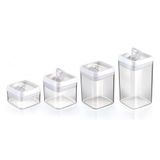 Jogo Pote Hermético Acrílico Quadrado 4 Peças 300/450/550/750 Ml