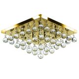 Lustre De Cristal Legitimo Classic Square 40x40 Dourado Gold