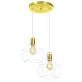 Lustre Pendente Duplo Aladim Aramado Branco Com Dourado