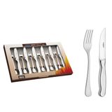 Jogo Para Churrasco Tramontina Classic Em Aço Inox Facas Jumbo Fio Serrilhado Acabamento Alto Brilho 12 Peças Tramontina