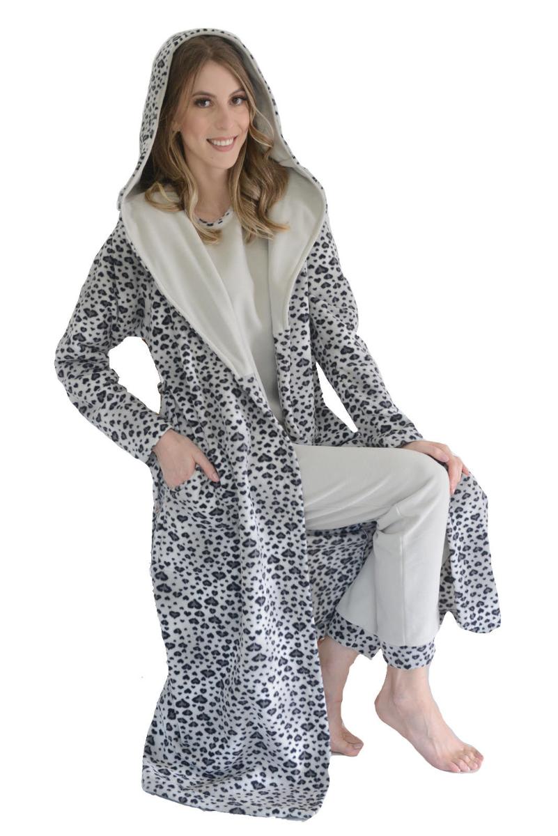 Robe Roupão Longo com Capuz Microsoft Feminino Canto Íntimo