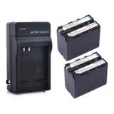 Carregador + 2 Baterias Np F-970 Para LED