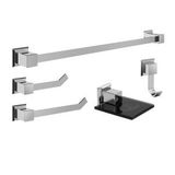 Kit Acessórios Para Banheiro 5 Peças Premium Ducon Metais Polido/preto
