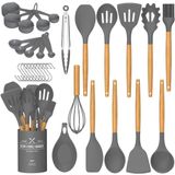 Umite Chef Cozinha Cozinha Utensílios Conjunto, 24 Pcs Anti-stick Silicone Cozinha Utensílios Espátula Conjunto Com Suporte, Alça De Lenha Resistente