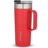 Lifes Easy - Caneca De Aço Inoxidável Com Alça, Caneca Isolada A Vácuo Para Bebida Quente E Fria, À Prova De Vazamento, À Prova De Derramamento, Verm