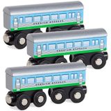 Orbrium Toys 3 Pcs Grandes Carros De Ônibus Expresso Ferroviário De Madeira, Encaixa Thomas O Motor Tanque, Brio, Trem De Madeira Chuggington