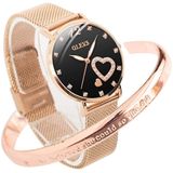 Olevs Ladies Watches Rose Gold Steel Inoxidless Mesh Strap Strap Fashion Dress Japanese Quartz Waterproous Luminous Women Watch Sets