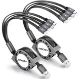 Asicen 2pack 5ft/1.5m Cabo De Carregamento Rápido Retrátil 4a, Cabo De Carga Multi-usb 4 Em 1 Com Telefone/conector Usb/micro Usb Compatível Com Celu