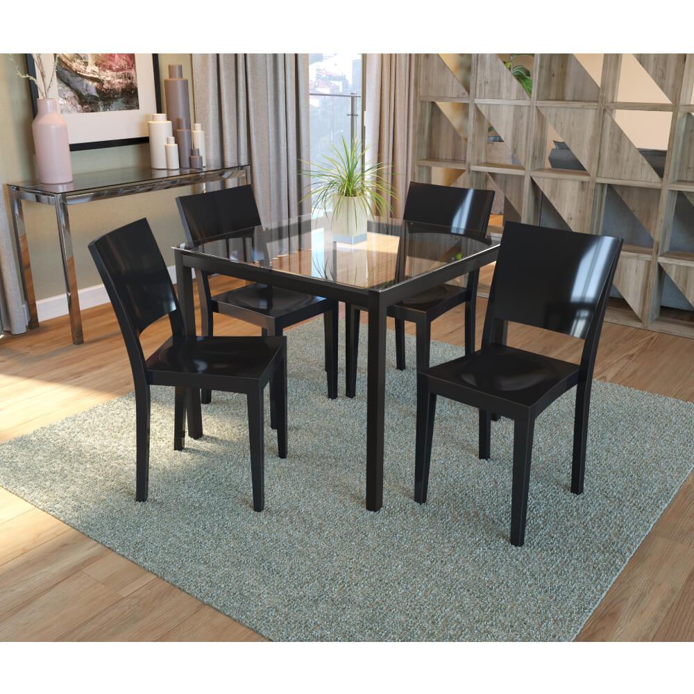 Conjunto de Mesa Remo com 4 cadeiras Polipropileno - Preto Menor preço em Conjunto de Mesa Remo com 4 cadeiras Polipropileno - Preto