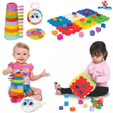 Kit Brinquedos Educativos Para Bebês Empilha Baby Gata E Cubo Didático
