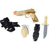 Sunny Days Entertainment Pistol Toy Play Set – 5 Peças Brinquedos Militares Para Crianças | Cowboy Sheriff Pistol Com Coldre E Cinto Ajustável | Role