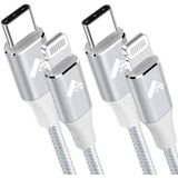 Cabo Usb C Para Cabo Relâmpago 6ft 2pack, Cabo Carregador De Energia Do Iphone Mfi Certificado C Porta Iphone Cord Trançado Rápido Iphone Tipo C Cabo