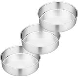 8 Polegadas Cake Pan Set, 3 Pcs P&amp,p Chef Round Assando Panelas De Aço Inoxidável Camada &amp,nbsp,panelas De Bolo De Casamento De Aniversário, Fo