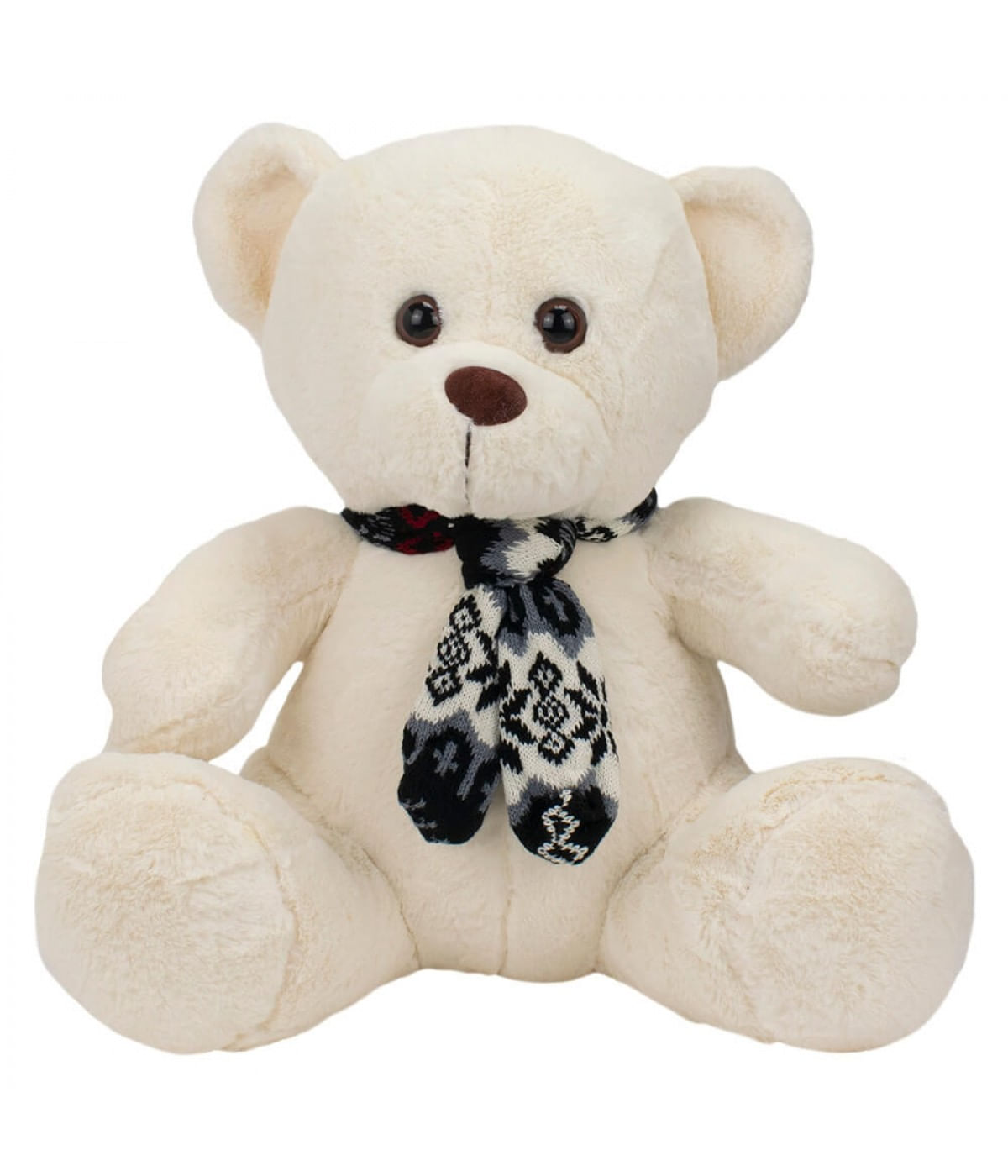 Urso Pelúcia Sentado Cachecol 23cm - Decoração Quarto Bebe