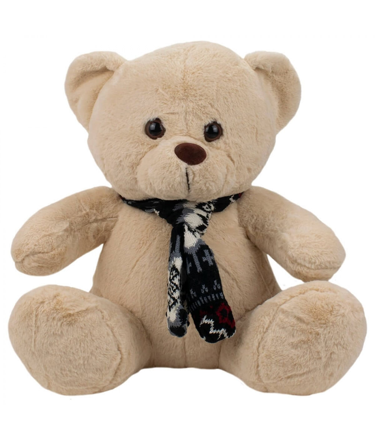 Urso Pelúcia Sentado Cachecol 23cm - Decoração Quarto Bebe