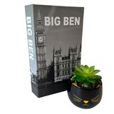 Conjunto Decoração Livro Big Ben + Vaso Preto Gatinho