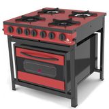 Fogão Industrial com Forno PRGE-402 F Gourmet Progás Tampo Esmaltado Vermelho Vermelho - Gás GLP - botijão Progás