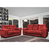 Conjunto Sofá Luxemburgo 3 E 2 Lugares 1,52m e 2,02m Suede Vermelho