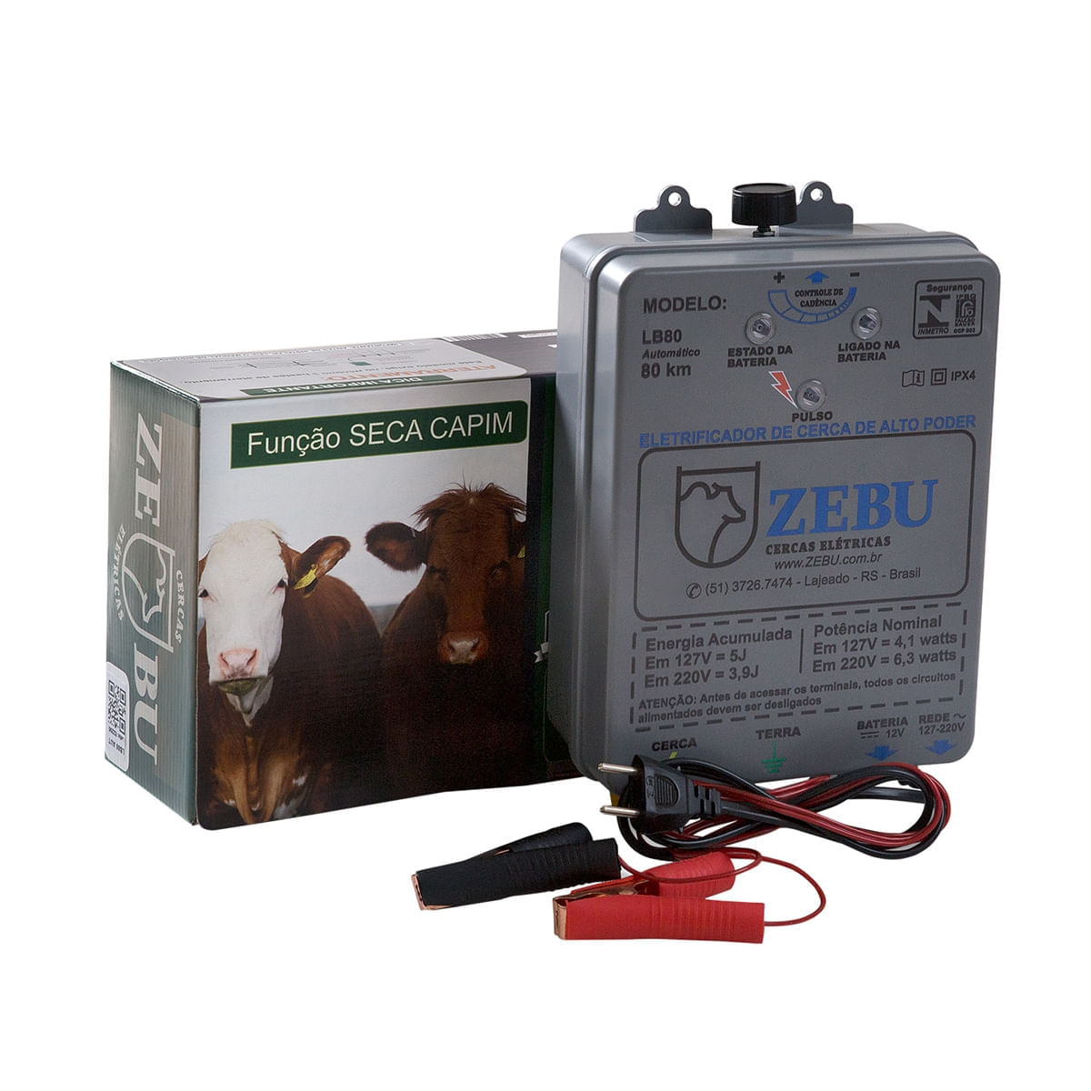 Eletrificador De Cerca Elétrica Rural Zebu LB80 Bivolt Cinza