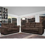 Conjunto Sofá Luxemburgo 3 e 2 Lugares 1,52m e 2,02m Suede Café