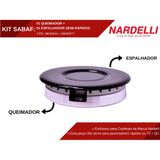 Kit Espalhador + Queimador Semi Rápido Médio Sabaf para Cooktop Nardelli Preto com Inox