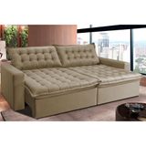 Sofá Retrátil Reclinável e Cama 2,15m Cama inBox Flex Suede Velusoft Bege