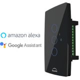 Interruptor Wifi Touch Inteligente 3 Botões Alexa Preto