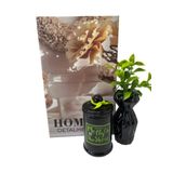 Kit Decoração Livro + Vaso Preto Cerâmico + Vela De Vidro