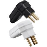 2 Plug Plugue Tomada Macho 3 Pinos 20a 90 Graus Prensa Cabos Branco Preto Margirius