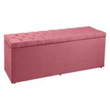 Calçadeira Recamier Baú King 1,95m Madrid Suede Rosa