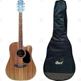 Violão Elétrico Folk Cort Cutway Cordas de Aço Natural + Bag - Cort