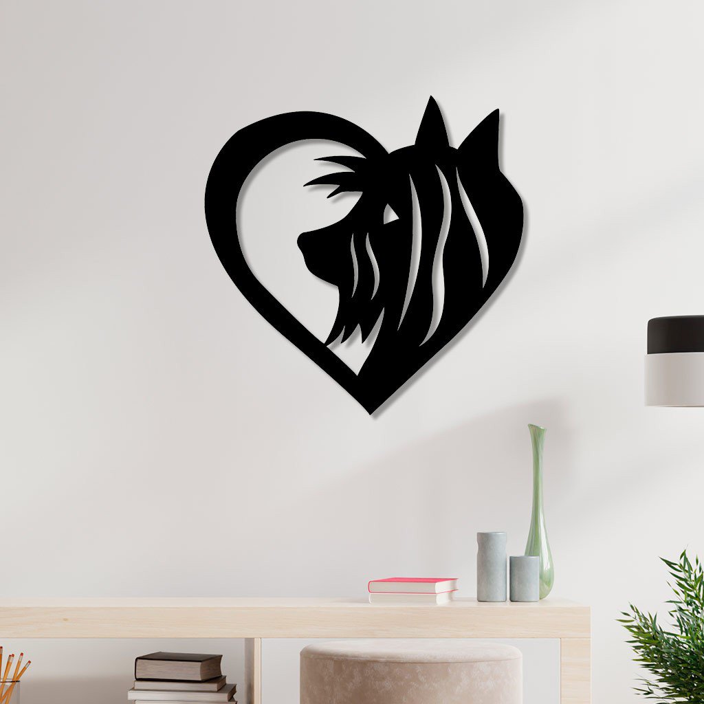 Escultura De Parede Em Mdf Coração Cachorro Schnauzer