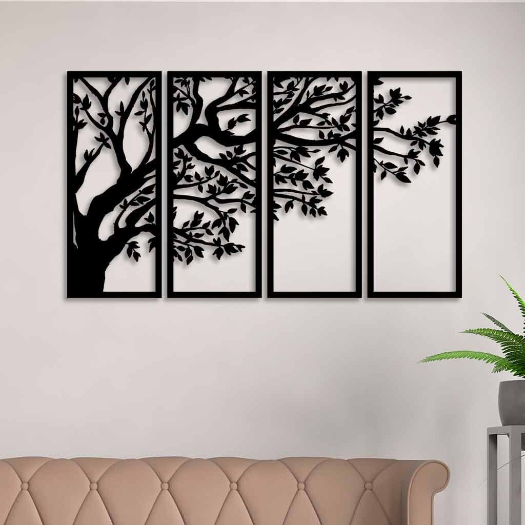 Conjunto 4 Quadros Vazados Em Mdf Árvore Da Vida