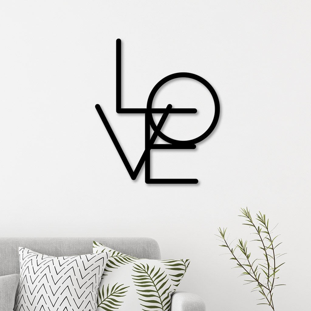 Escultura De Parede Em Mdf Love Sobreposto