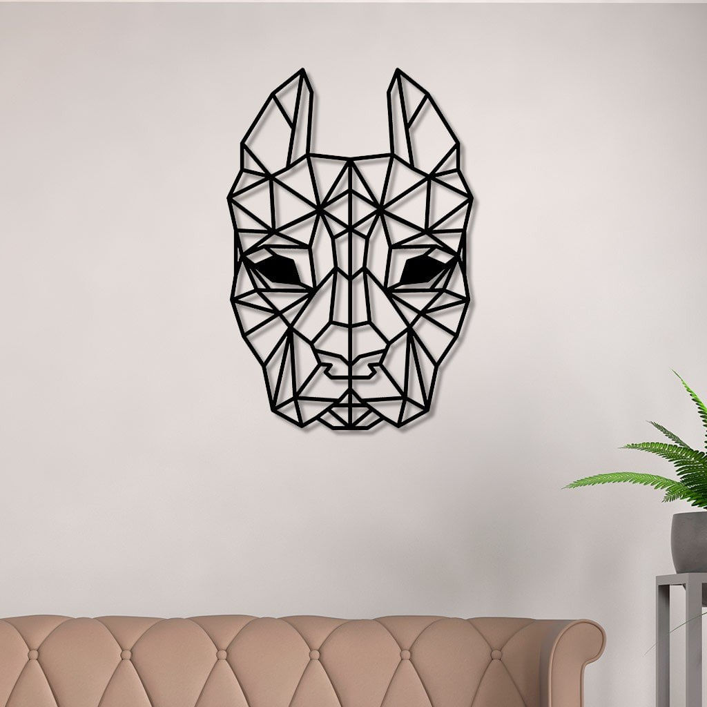 Escultura De Parede Em Mdf Cachorro Pitbull Geométrico 2