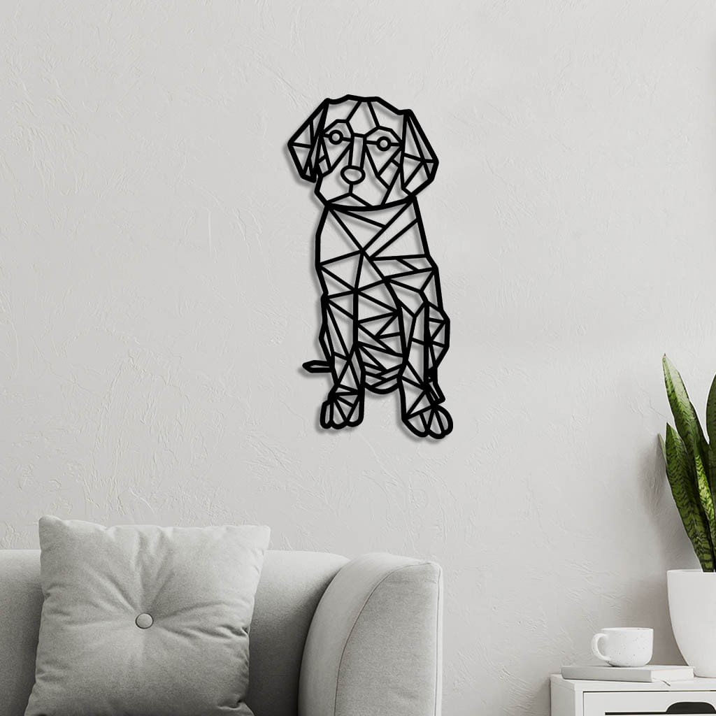Escultura De Parede Em Mdf Cachorro Geométrico