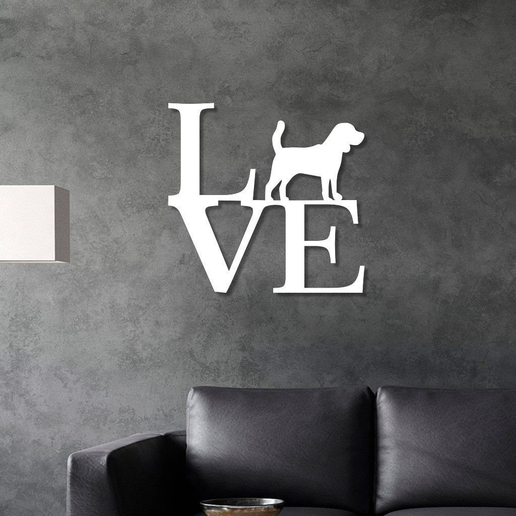 Escultura De Parede Em Mdf Love Beagle