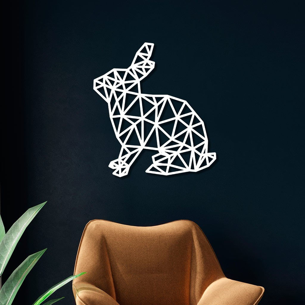 Escultura De Parede Em Mdf Coelho Geométrico