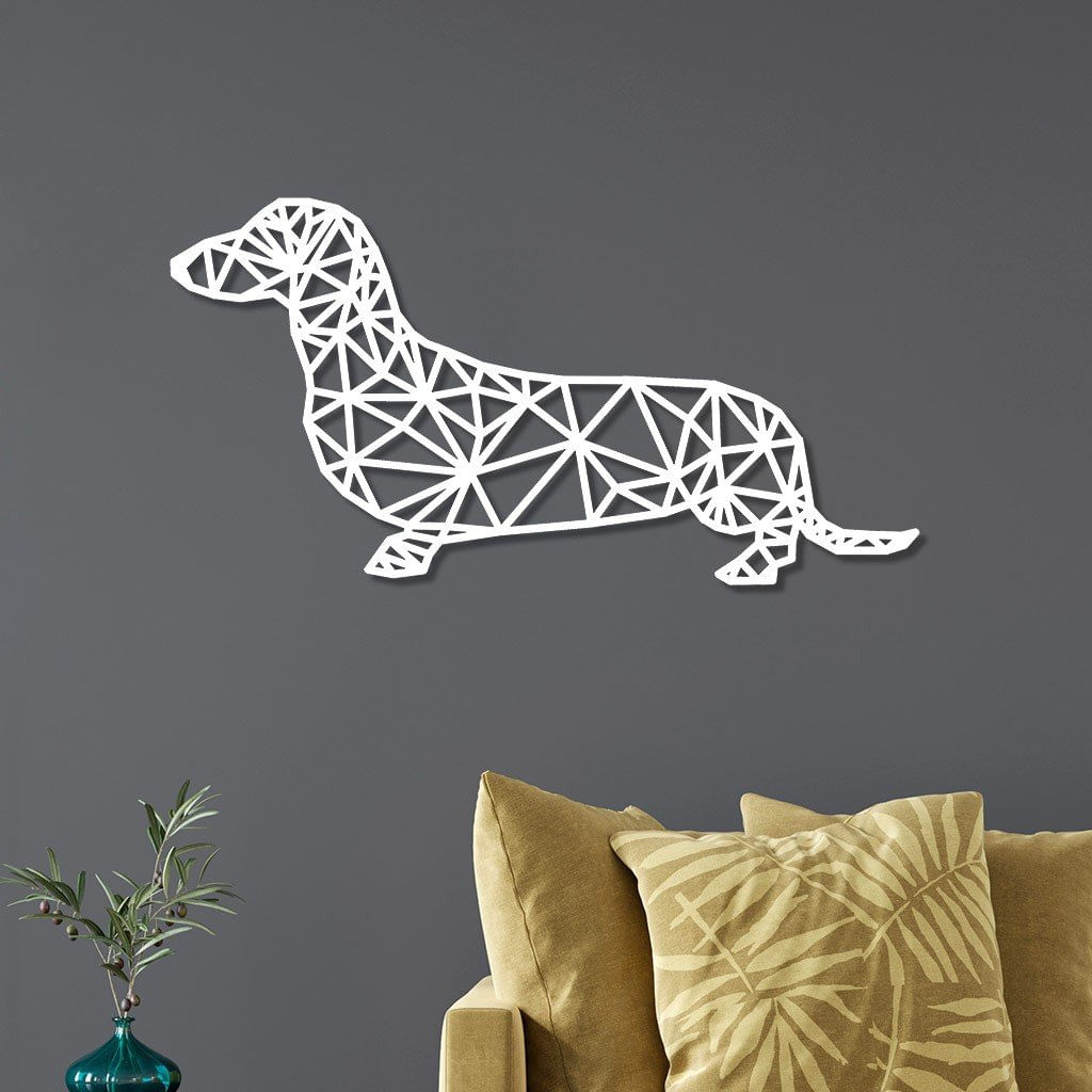 Escultura De Parede Em Mdf Cachorro Salsicha Geométrico