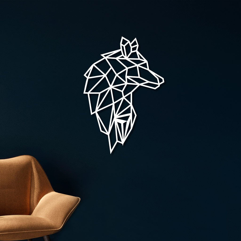 Escultura De Parede Em Mdf Lobo Geométrico