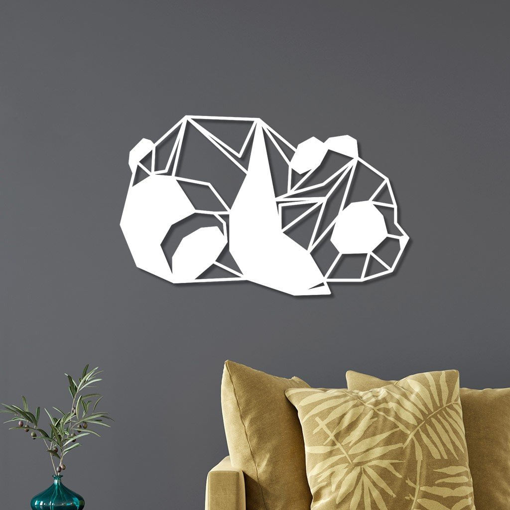 Escultura De Parede Em Mdf Panda Geométrico Deitado