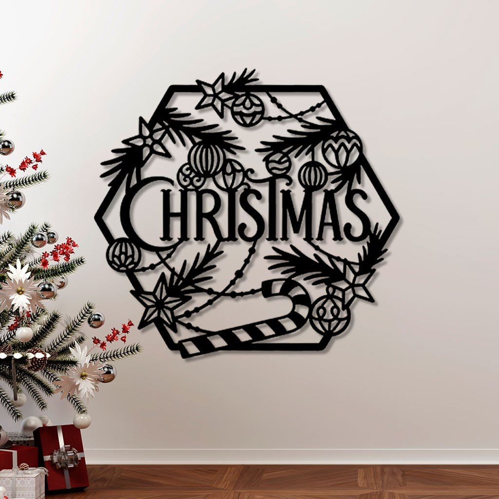 Aplique De Natal Vazado Em Mdf Christmas