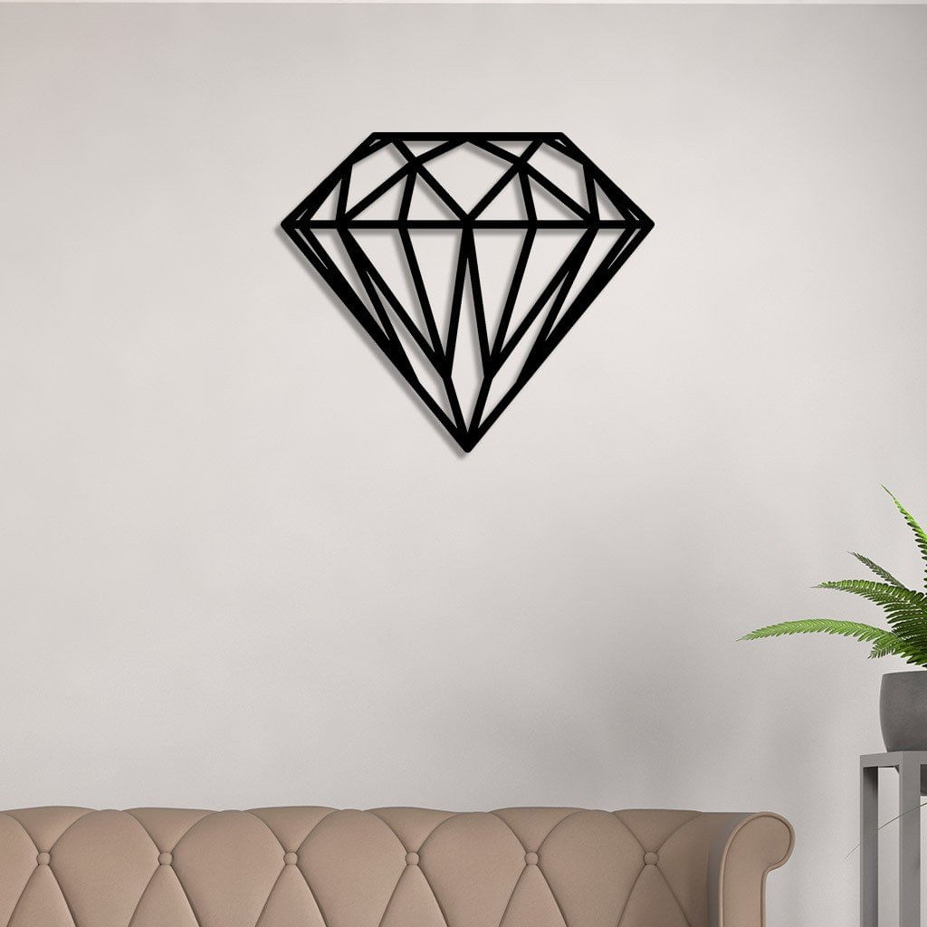 Escultura De Parede Em Mdf Diamante Geométrico