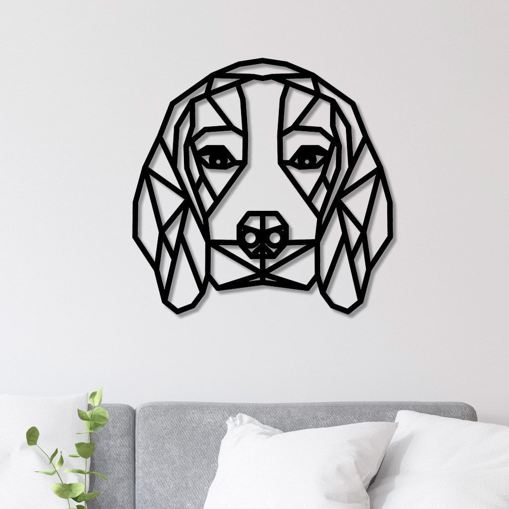 Escultura De Parede Em Mdf Cachorro Beagle Geométrico