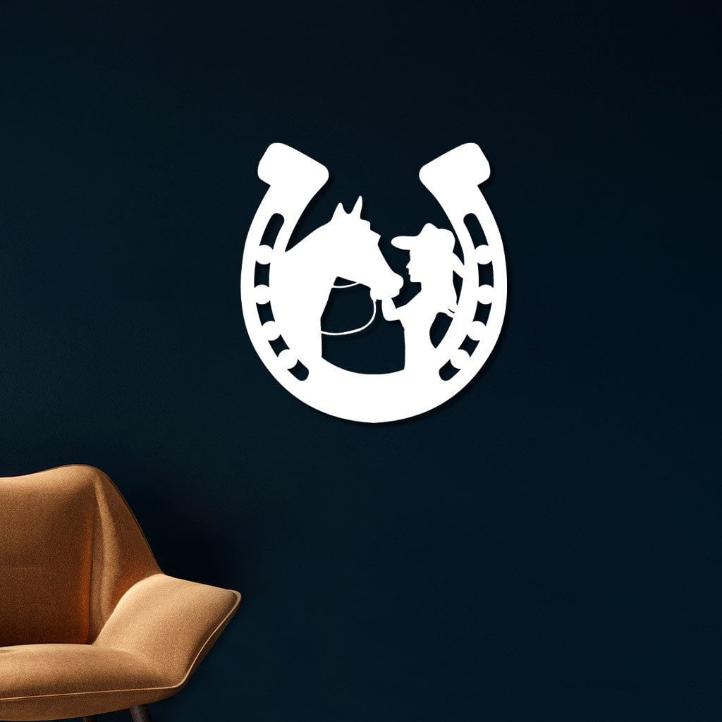 Escultura De Parede Em Mdf Ferradura Cavalo