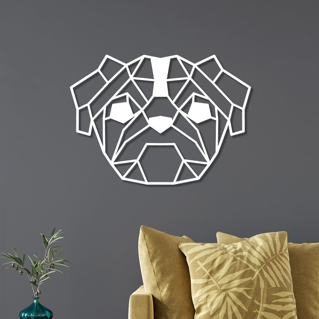 Escultura De Parede Em Mdf Cachorro Pug Geométrico