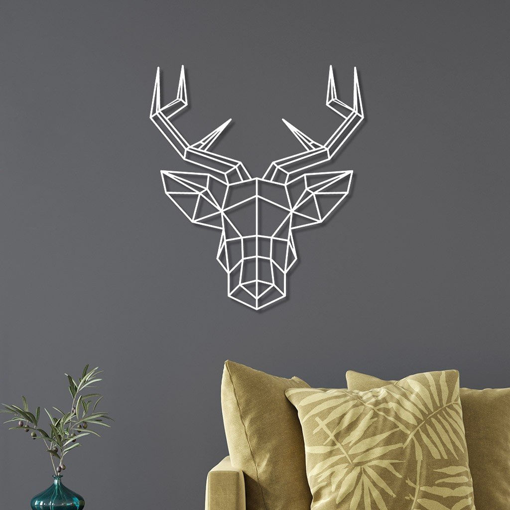 Escultura De Parede Em Mdf Alce Geométrico